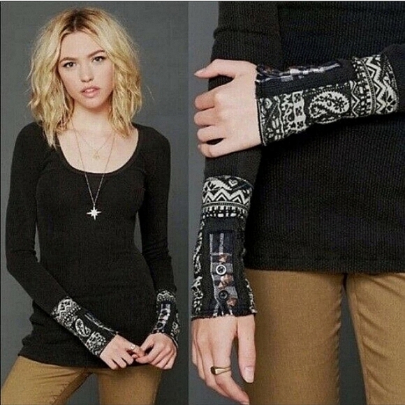 Free People Tops - Free People Black Hyperactive Cuff Thermal